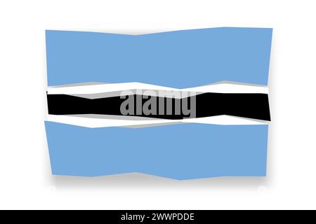 Botswana flag  - stylish flag mosaic of colorful papercuts. Vector illustration with dropped shadow isolated on white background Stock Vector