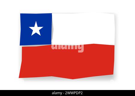 Chile flag  - stylish flag mosaic of colorful papercuts. Vector illustration with dropped shadow isolated on white background Stock Vector