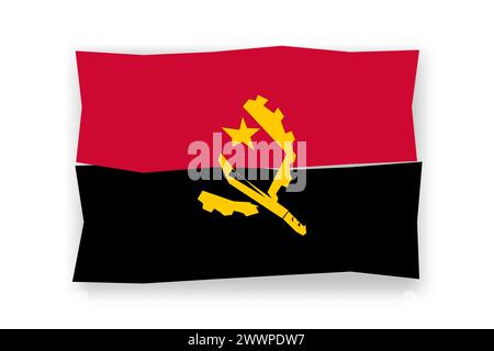 Angola flag  - stylish flag mosaic of colorful papercuts. Vector illustration with dropped shadow isolated on white background Stock Vector