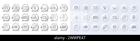 Time management, Education and Auction hammer line icons. For web app, printing. Line icons. Vector Stock Vector