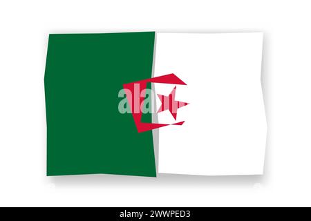 Algeria flag  - stylish flag mosaic of colorful papercuts. Vector illustration with dropped shadow isolated on white background Stock Vector