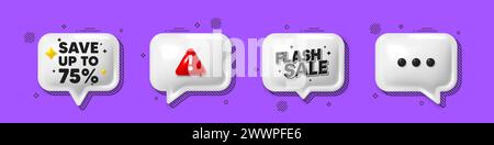 Save up to 75 percent. Discount Sale offer price sign. Offer speech bubble 3d icons. Vector Stock Vector