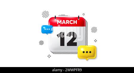 12th day of the month icon. Event schedule date. Calendar date of March 3d icon. Vector Stock Vector