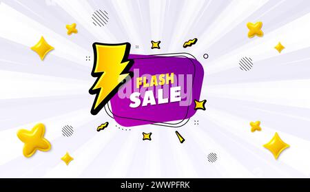 Flash sale banner. Discount sticker shape. Offer sunburst ray banner. Vector Stock Vector