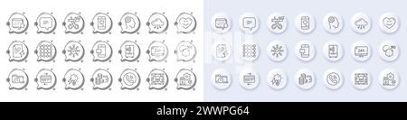 Wallet, Filling station and Power certificate line icons. For web app, printing. Line icons. Vector Stock Vector