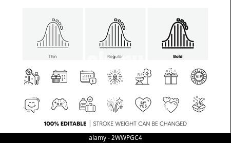 Say yes, Smile chat and Vip chip line icons. For web app, printing. Line icons. Vector Stock Vector