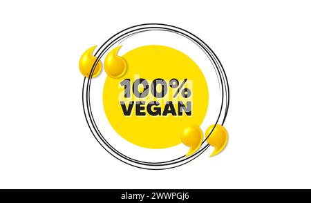 100 percent vegan. Organic bio food sign. Hand drawn round frame banner. Vector Stock Vector