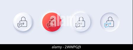 Lock line icon. Padlock with chat bubble sign. Line icons. Vector Stock Vector