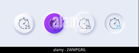 Timer 25 minutes line icon. Stopwatch time sign. Line icons. Vector Stock Vector