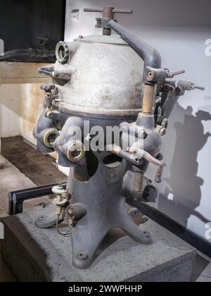 Centrifuge for separating lubricating oil from traces of cooling water in the former electric power plant Montemartini in Rome, now housing a museum of ancient Rome treasures - Museo Centrale Montemartini, Rome, Italy Stock Photo