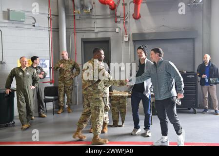 Several members of the National Hockey League's Buffalo Sabres organization stopped by the Niagara Falls Air Reserve Station on Friday, Feb. 9, 2024.  The 914th Aircraft Maintenance Squadron was presented a team signed hockey stick and Sabres Forward Jeff Skinner and Goalie Eric Comrie posed for photos and signed autographs with base personnel and family members.  The 914 AMXS presented Skinner and Comrie with military maintenance uniforms complete with unit patches.   Air Force Stock Photo