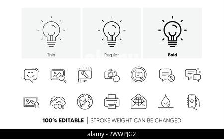 Recovery photo, Search photo and Energy line icons. For web app, printing. Line icons. Vector Stock Vector