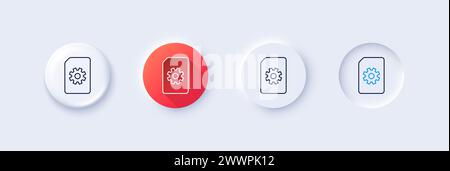 Document Management icon. File with Cogwheel. Line icons. Vector Stock Vector