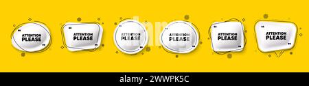 Attention please symbol. Special offer sign. Speech bubble 3d icons set. Vector Stock Vector