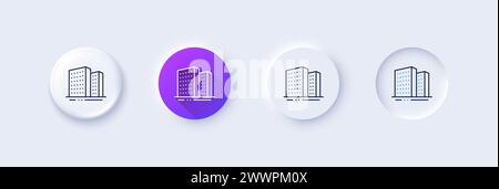 Buildings line icon. City apartments sign. Architecture building. Line icons. Vector Stock Vector