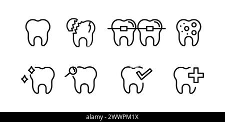 Set of tooth icons vector illustration. Dental logo icons set design template vector Stock Vector
