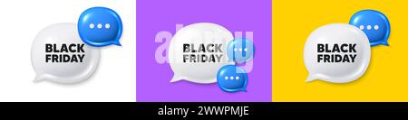 Black Friday Sale. Special offer price sign. Chat speech bubble 3d icons. Vector Stock Vector