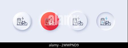 Electric bike line icon. Motorized bicycle transport sign. Line icons. Vector Stock Vector