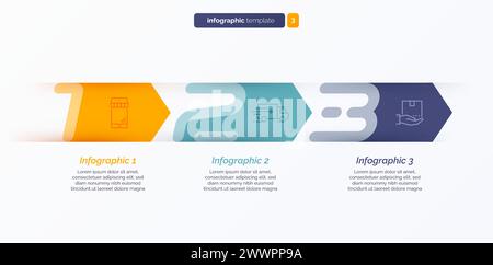 Vector infographic template composed of 3 numbered arrows Stock Vector