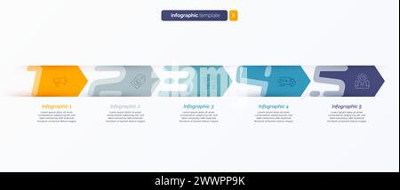 Vector infographic template composed of 5 numbered arrows Stock Vector