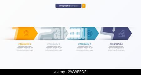 Vector infographic template composed of 4 numbered arrows Stock Vector