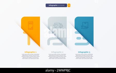 Vector number infographic template composed of 3 labels Stock Vector