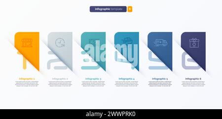 Vector number infographic template composed of 6 labels Stock Vector