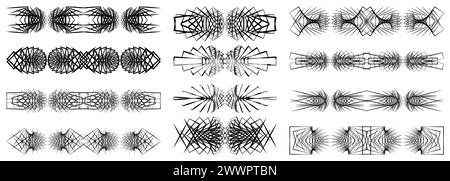 Abstract ornament set on white background. Maori neo tribal tattoo collection in gothic style. Vector illustration Stock Vector