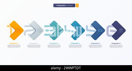 Vector number infographic template composed of 6 labels Stock Vector