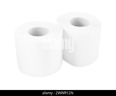 Soft toilet paper rolls isolated on white Stock Photo