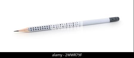 New stationery wooden pencil isolated on white. Stock Photo