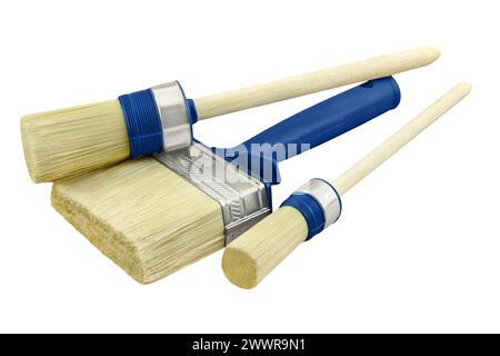 3 Various sorts of painting brushes isolated on white background Stock Photo