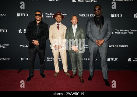 Washington, USA. 24th Mar, 2024. The Plastic Cup Boyz Na'im Lynn, Harry Ratchford, John 'Burgandee' Clausell, Will 'Spank' Horton walking on the red carpet during the 25th Annual Kennedy Center Mark Twain Prize for American Humor - Red Carpet and Show on March 24, 2024. (Photo by Scott Suchman/The Kennedy Center via Credit: Sipa USA/Alamy Live News Stock Photo