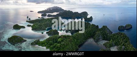 Scenic limestone islands, fringed by reef, rise from Raja Ampat's ...
