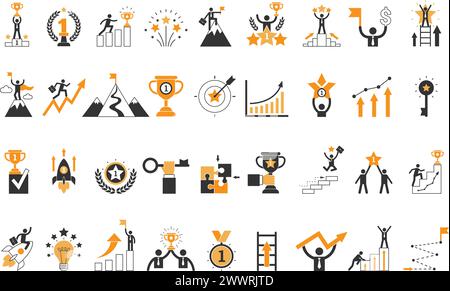 Success icon. Business illustrations of goal destination processes recent vector success developments Stock Vector