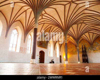 The Grand Refectory, the biggest hall in Malbork Castle with beautiful gothic rib vault ceiling, Poland Stock Photo