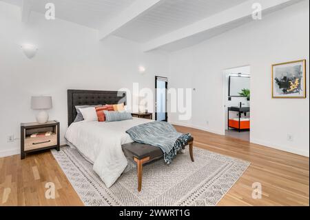 An Interior shot of a bedroom of a luxury home Stock Photo
