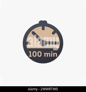 100 minutes, stopwatch vector icon. clock icon in flat style. Stock vector illustration isolated Stock Vector