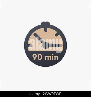 90 minutes, stopwatch vector icon. clock icon in flat style. Stock vector illustration isolated Stock Vector