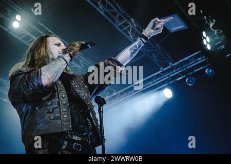 Solothurn, Switzerland. 22nd, March 2024. The German folk rock band dArtagnan performs a live concert at Kofmehl in Solothurn. Here vocalist Ben Metzner is seen live on stage. (Photo credit: Gonzales Photo - Tilman Jentzsch). Stock Photo