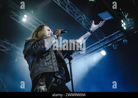 Solothurn, Switzerland. 22nd, March 2024. The German folk rock band dArtagnan performs a live concert at Kofmehl in Solothurn. Here vocalist Ben Metzner is seen live on stage. (Photo credit: Gonzales Photo - Tilman Jentzsch). Stock Photo