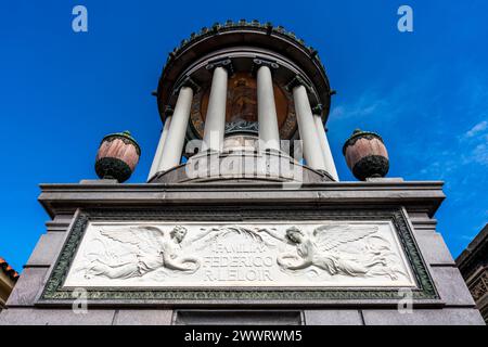 Beautiful Mausoleum with Colourful Roof Mosaic at The Recoleta Cemetery, Buenos Aires, Argentina. Stock Photo