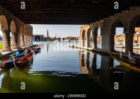 Venice, Italy - The Venetian Arsenal. The Gaggiandre, two magnificent shipyards built between 1568 and 1573 after some designs attributed to Jacopo Sa Stock Photo