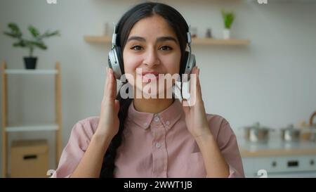 Portrait of smiling Indian woman have webcam call Stock Photo - Alamy
