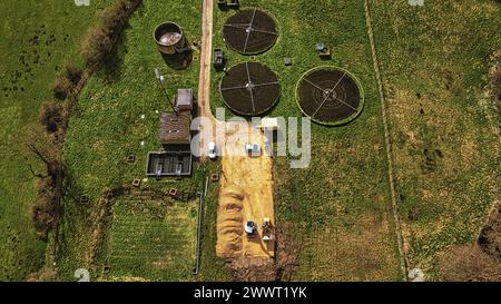 Aerial view of the Yorkshire Water Treatment works, Blackburn Meadows ...