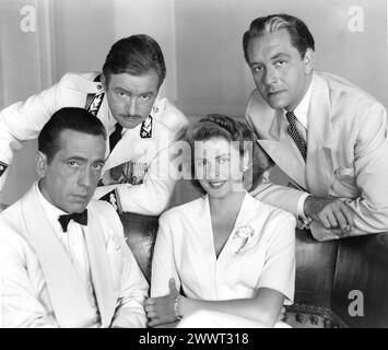 Publicity Portrait of HUMPHREY BOGART, CLAUDE RAINS, INGRID BERGMAN and PAUL HENREID from CASABLANCA 1942 Director MICHAEL CURTIZ Music MAX STEINER Photograph by LONGWORTH Warner Brothers Stock Photo