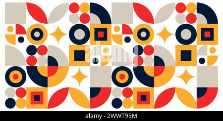 Abstract geometric pattern design vector background with geometrical shapes. Vector abstract rectangles, squares and circles shape design. Stock Vector
