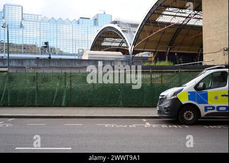 23 march 2024- Londonuk : Front part of police vehicle on road Stock Photo