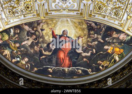 fresco of the ascension of Mary in the church of Sacro Monte in Varallo Sesia Stock Photo