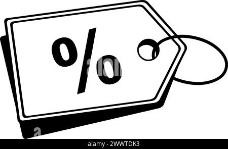vector black and white icon drawing label promotion Stock Vector